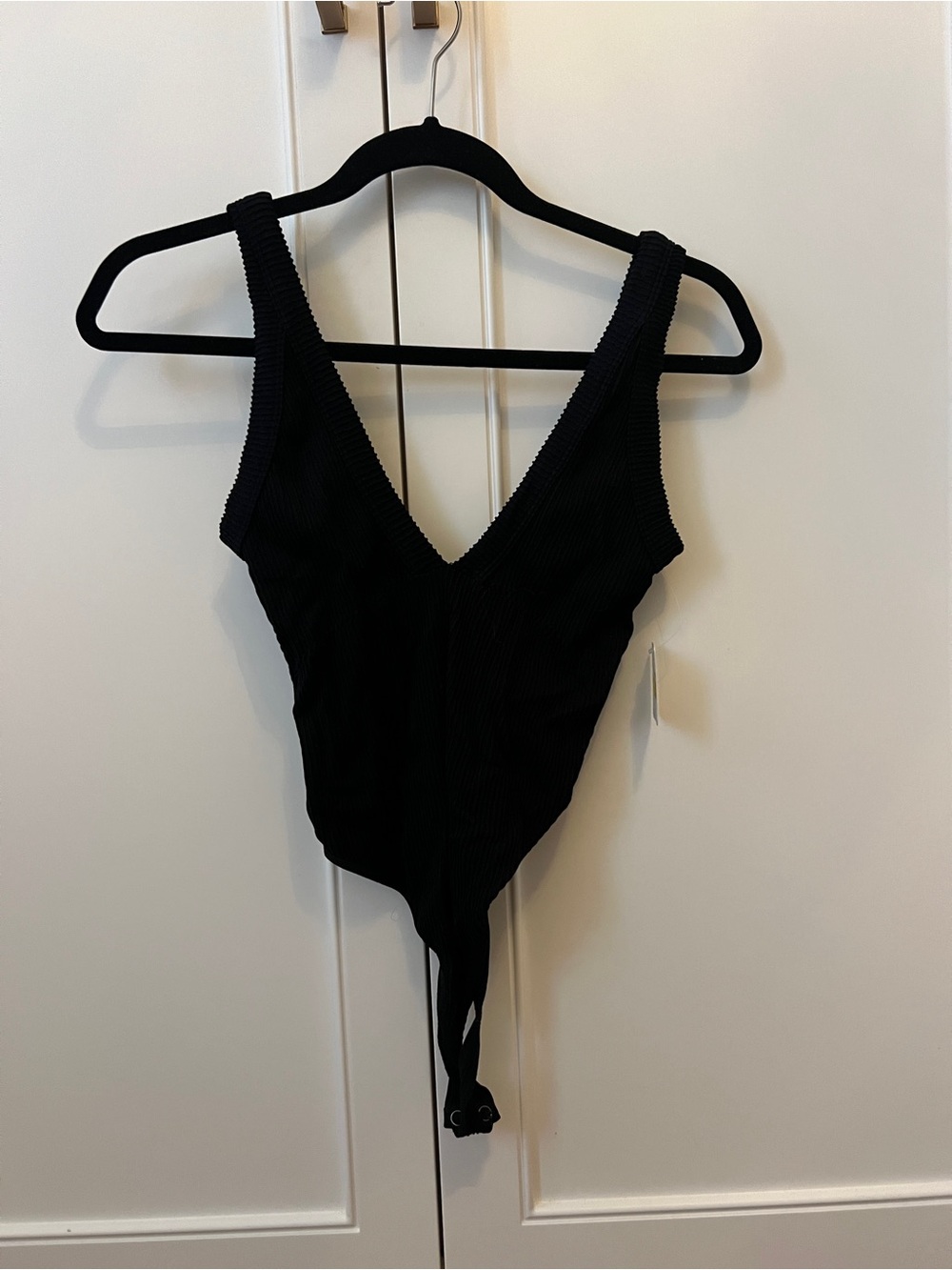Anthropologie Ribbed V-Neck Black Bodysuit